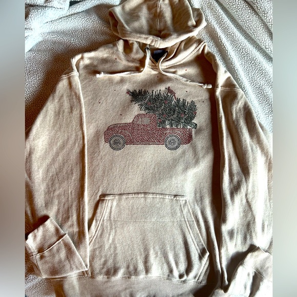 Christmas fleece hoodie , with custom bejeweled design. XXL - Picture 1 of 4